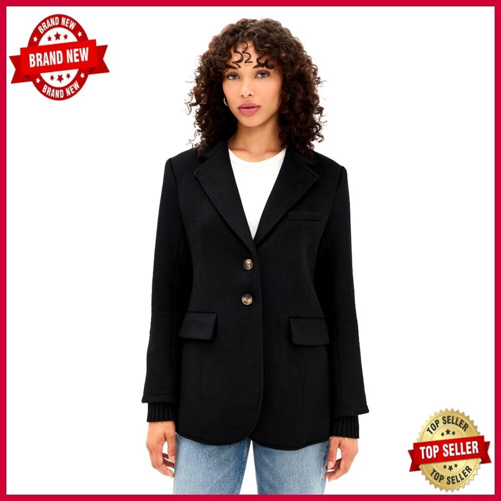 Slim Fit Wool Blend Blazer with Notched Lapels and Back Vent